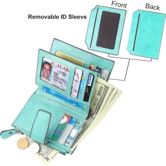 New Small Compact Women Wallet RFID Blocking Genuine Leather Bifold Purse - Picture 2 of 6